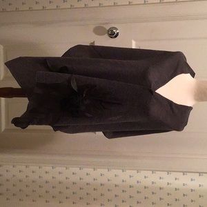 CHARCOAL GRAY SHAWL W/FLOWER & LEAVES EMBELLISHMENTS